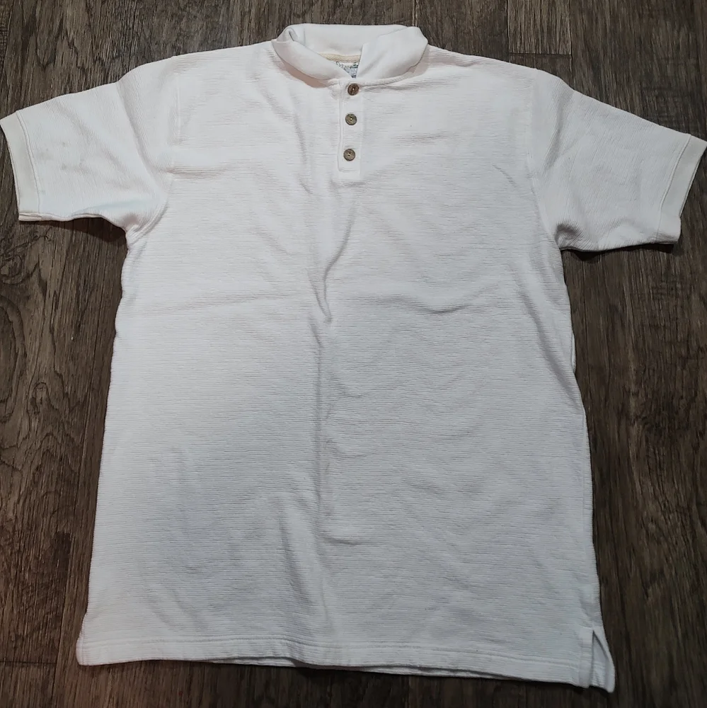 OP Sport Men's Classic White Textured Henley Short Sleeve Shirt Size XL